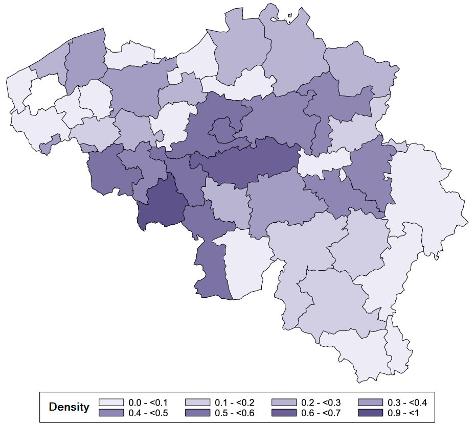Geconventioneerde gynecologen, in voltijdsequivalent (VTE) per 10 000 verzekerde inwoners