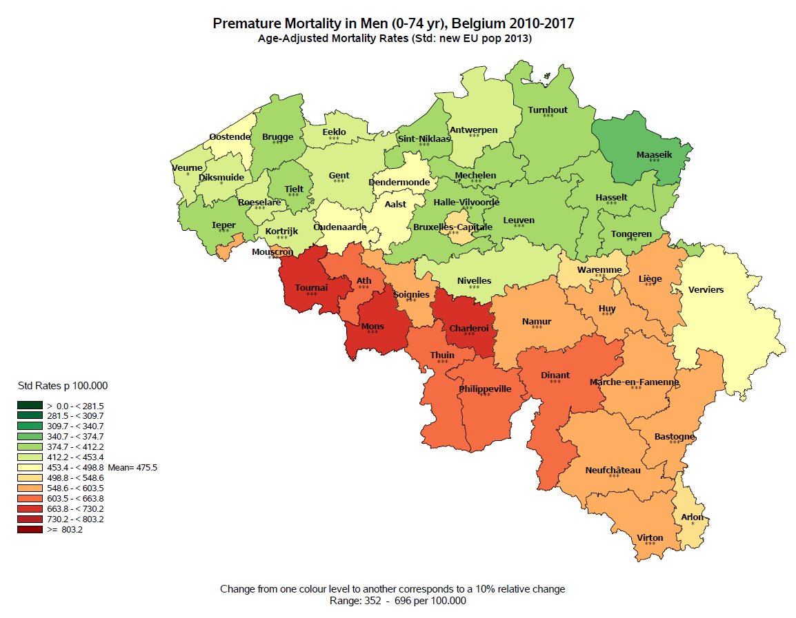 Premature mortality in men BE 2010 2016